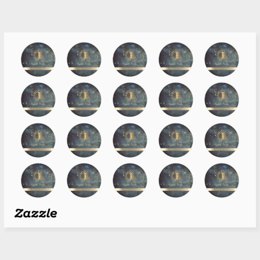 Gold Sun Watercolor Ronde Sticker (Vel)