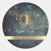 Gold Sun Watercolor Ronde Sticker (Voorkant)