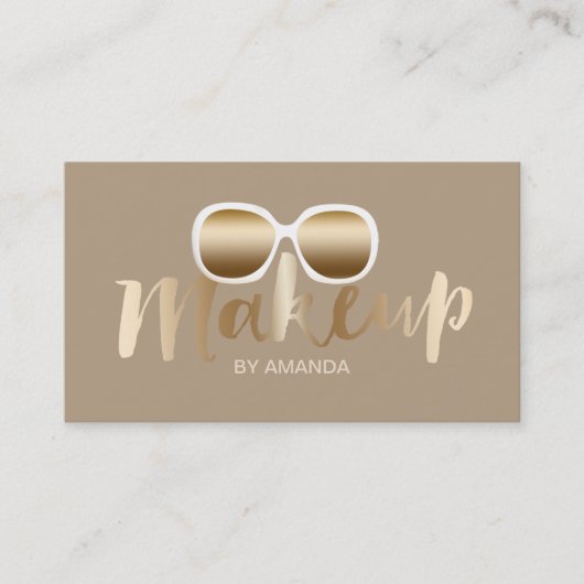 Gold Sunbribril Makeup Artist Beige Visitekaartje (Voorkant)