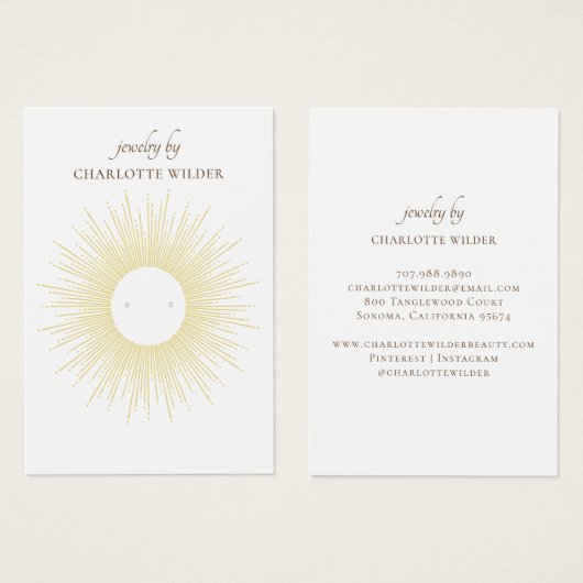 Gold Sunburst Stud Earning Display Card Visitekaartje (Voorkant /achterkant)