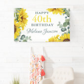 Gold Sunflower 40th Birthday Party Banner (Insitu)