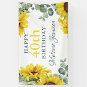 Gold Sunflower 40th Birthday Party Banner (Verticaal)