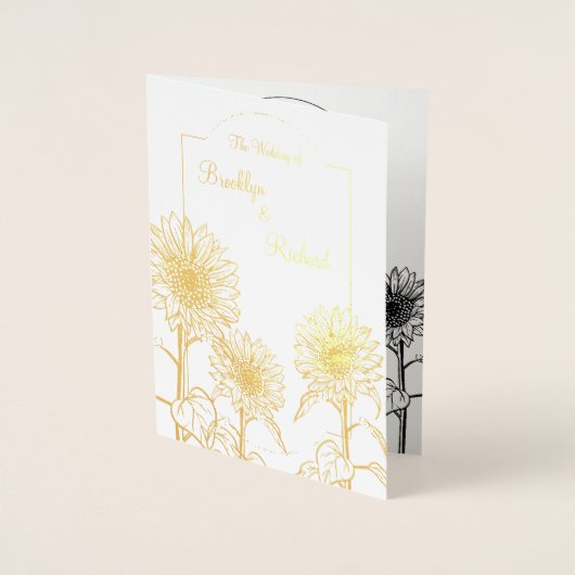 Gold Sunflower, Elegant bruiloft Uitnodiging (Voorkant)