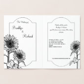 Gold Sunflower, Elegant bruiloft Uitnodiging (Binnen)