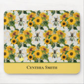 Gold Sunflower Honeycomb en Royal Bee met naam Muismat (Voorkant)