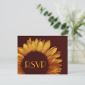 Gold Sunflower RSVP Weddenschapkaart (Staand voorkant)
