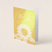 GOLD SUNFLOWER RUSTİC SUMMER WEDDING MONOGRAM FOLIE KAARTEN (Voorkant)