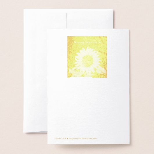 GOLD SUNFLOWER RUSTİC SUMMER WEDDING MONOGRAM FOLIE KAARTEN (Met envelop)