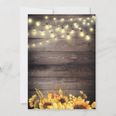 Gold Sunflower Rustige Wood Birthday Party Kaart (Achterkant)