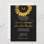Gold Sunflower Weduwend aangepast monogram Kaart (Voorkant)