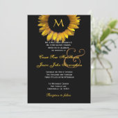Gold Sunflower Weduwend aangepast monogram Kaart (Staand voorkant)