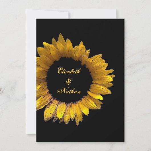 Gold Sunflower Weduwend aangepast monogram Kaart (Achterkant)