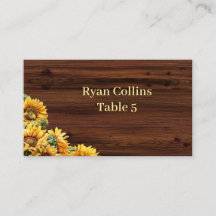 Gold Sunflowers rustic Place Cards