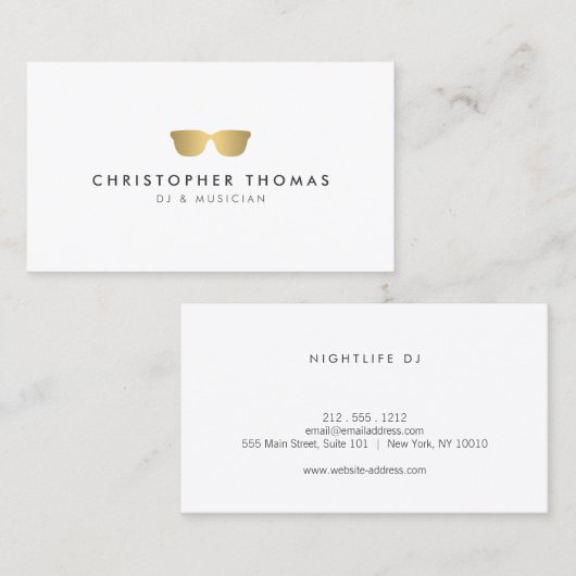 Gold Sunglasses II DJ Visitekaartje (Voorkant / Achterkant)