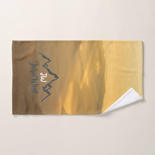 Gold sunrise personalizable mountains monogram bad handdoek (Handdoek)