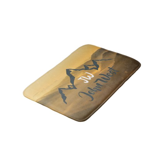 Gold sunrise personalizable mountains monogram badmat (Gekanteld)