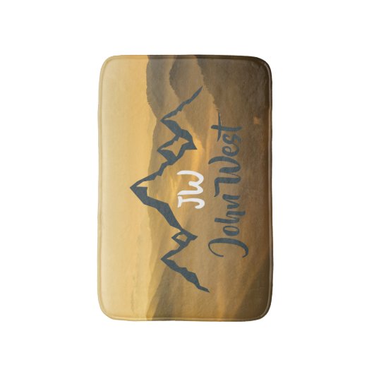 Gold sunrise personalizable mountains monogram badmat (Voorkant Verticaal)