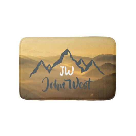 Gold sunrise personalizable mountains monogram badmat (Voorkant)
