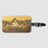 Gold sunrise personalizable mountains monogram bagagelabel (Voorkant (horizontaal))