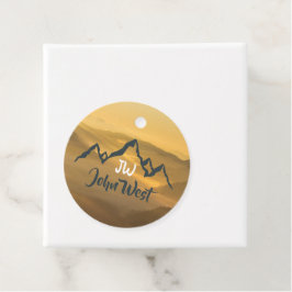Gold sunrise personalizable mountains monogram bedankjes labels