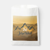 Gold sunrise personalizable mountains monogram bedankzakje (Voorkant)