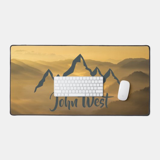 Gold sunrise personalizable mountains monogram bureaumat (Keyboard & Muis)