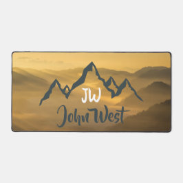 Gold sunrise personalizable mountains monogram bureaumat