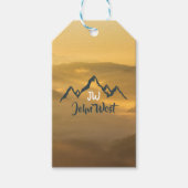 Gold sunrise personalizable mountains monogram cadeaulabel (Voorkant)