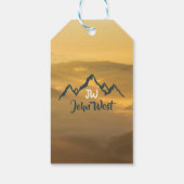 Gold sunrise personalizable mountains monogram cadeaulabel (Achterkant)
