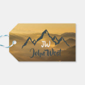 Gold sunrise personalizable mountains monogram cadeaulabel (Achterkant Horizontaal)