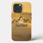 Gold sunrise personalizable mountains monogram Case-Mate iPhone case (Achterkant)