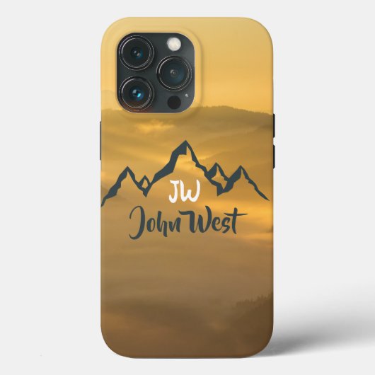 Gold sunrise personalizable mountains monogram Case-Mate iPhone case (Achterkant)