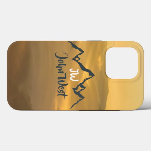Gold sunrise personalizable mountains monogram Case-Mate iPhone case (Achterkant (horizontaal))