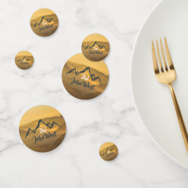 Gold sunrise personalizable mountains monogram confetti