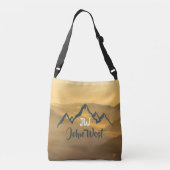 Gold sunrise personalizable mountains monogram crossbody tas (Achterkant)
