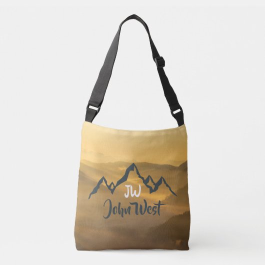 Gold sunrise personalizable mountains monogram crossbody tas (Voorkant)