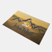 Gold sunrise personalizable mountains monogram deurmat (Schuin)