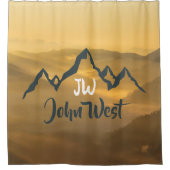 Gold sunrise personalizable mountains monogram douchegordijn (Voorkant)