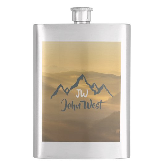 Gold sunrise personalizable mountains monogram flacon (Voorkant)