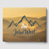 Gold sunrise personalizable mountains monogram gastenboek (Achterkant)