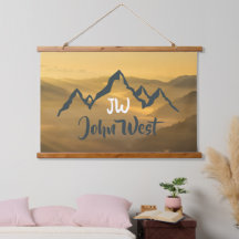 Gold sunrise personalizable mountains monogram