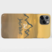 Gold sunrise personalizable mountains monogram iPhone hoesje (Achterkant horizontaal)
