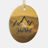 Gold sunrise personalizable mountains monogram keramisch ornament (Rechts)