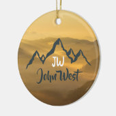 Gold sunrise personalizable mountains monogram keramisch ornament (Links)