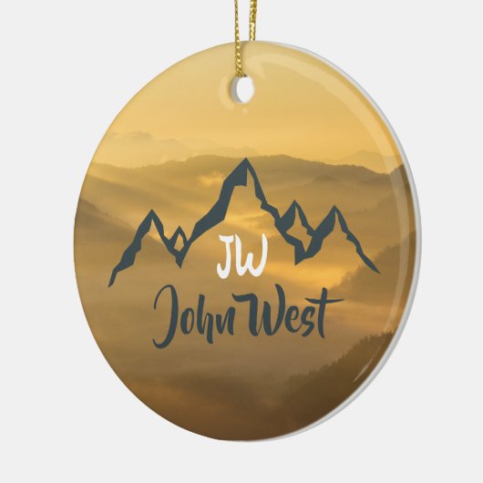 Gold sunrise personalizable mountains monogram keramisch ornament (Links)