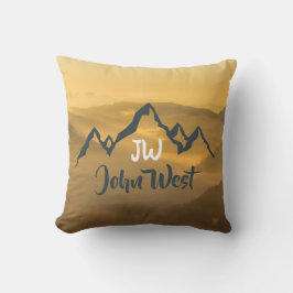 Gold sunrise personalizable mountains monogram kussen