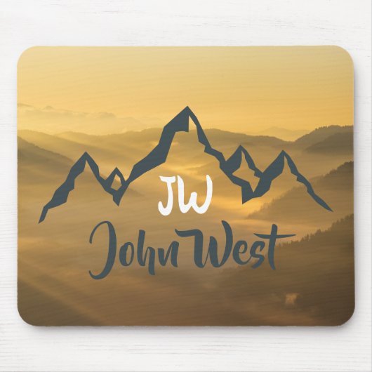 Gold sunrise personalizable mountains monogram muismat (Voorkant)