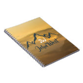 Gold sunrise personalizable mountains monogram notitieboek (Rechterzijde)