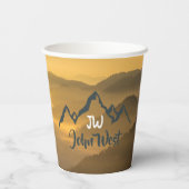 Gold sunrise personalizable mountains monogram papieren bekers (Achterkant)