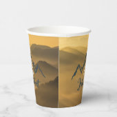 Gold sunrise personalizable mountains monogram papieren bekers (Rechts)